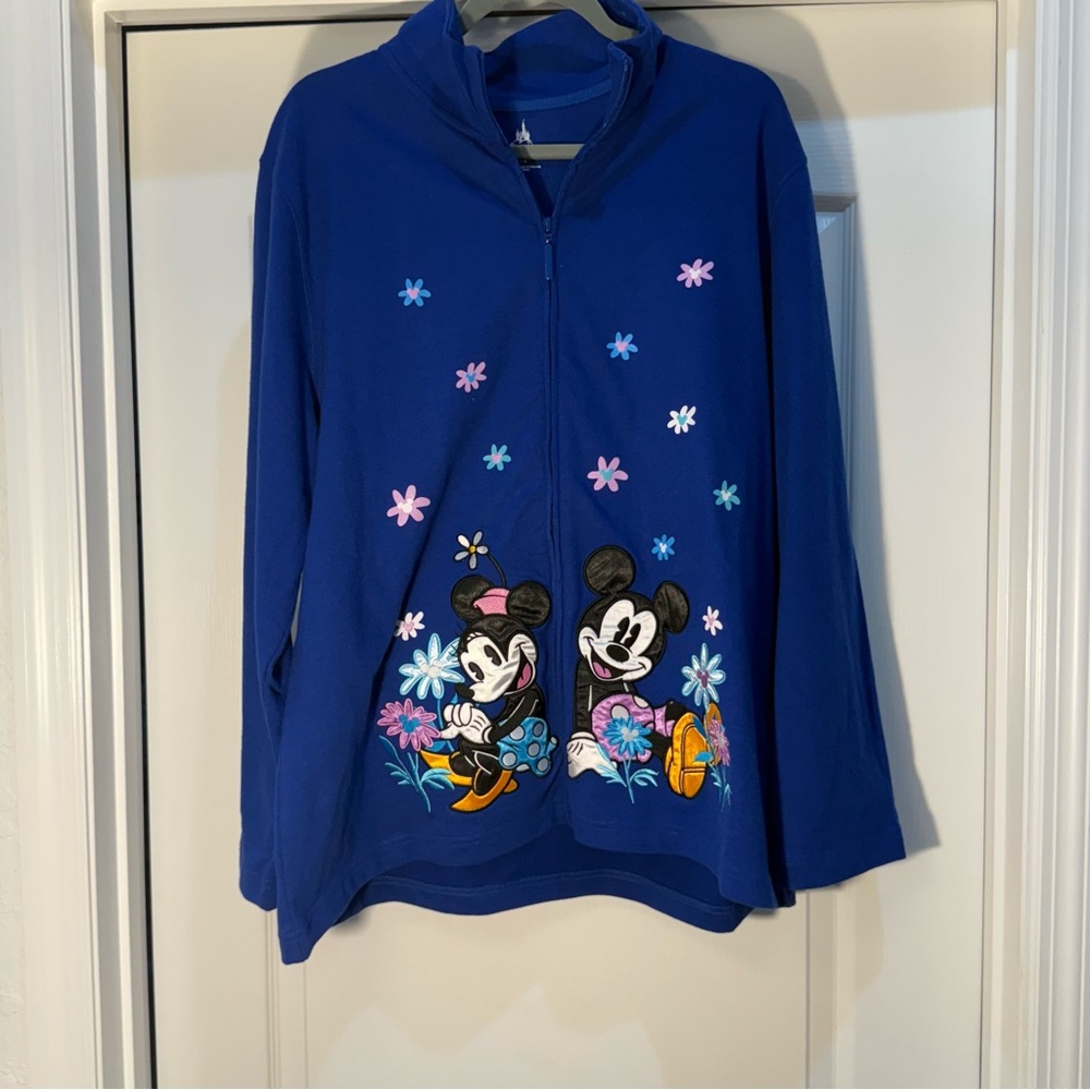 Disney Parks Blue Mickey & Minnie Zip Up Jacket Women’s Size 1X NWT